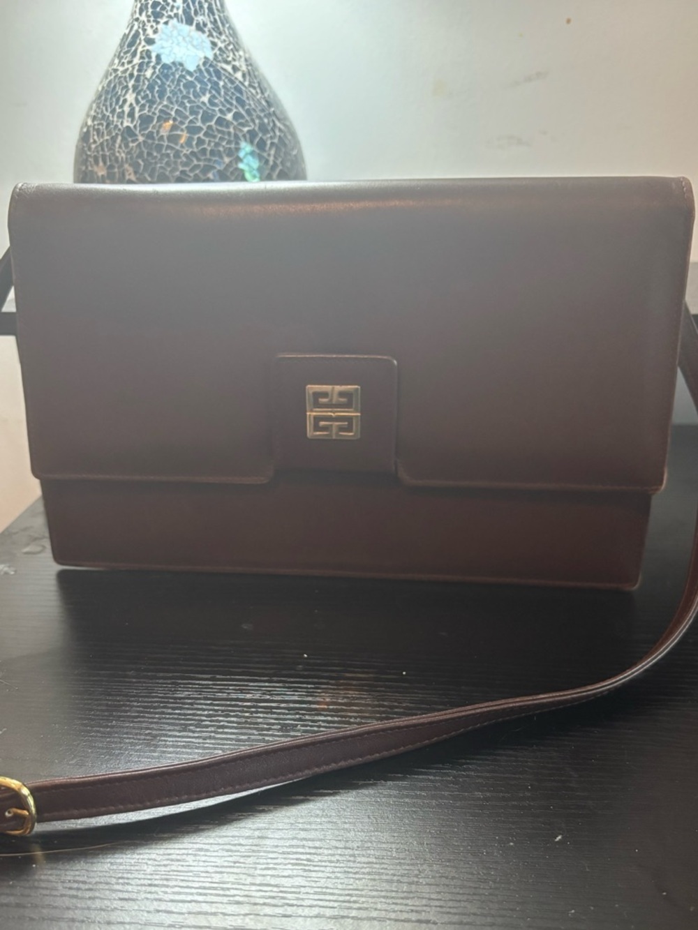 Authentic Vintage Givenchy 4G Leather Flap Bag - Brown - Good Exterior Condition